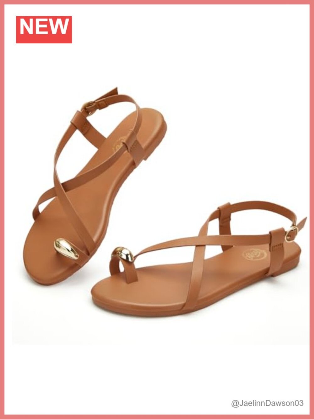 Adjustable Ankle Strap Cross Strap Flat Sandals with Toe Loop